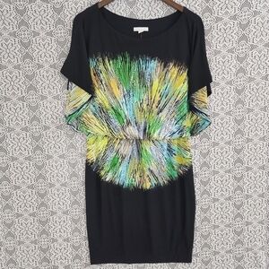 Stylish Black Dress with Vibrant Pattern